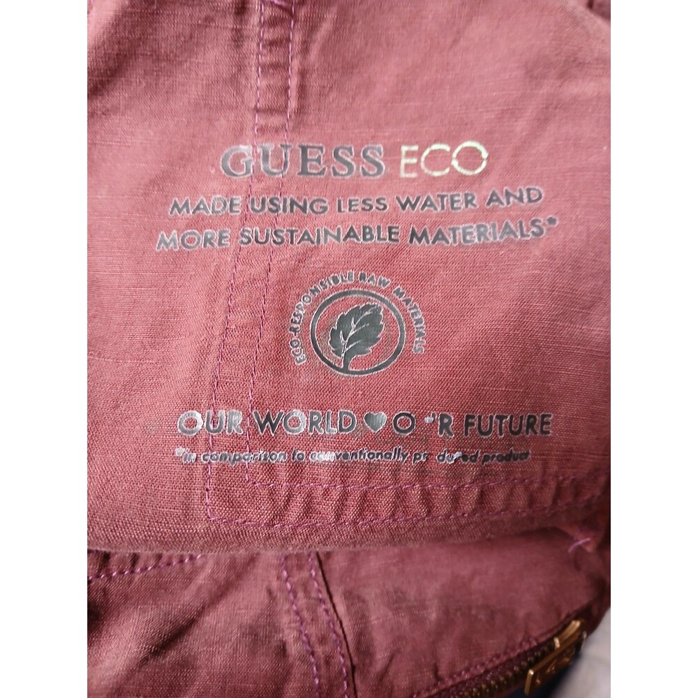GUESS ECO Women's Wine Cargo Pants, Zipper Pockets, Size 27 - Picture 5 of 15